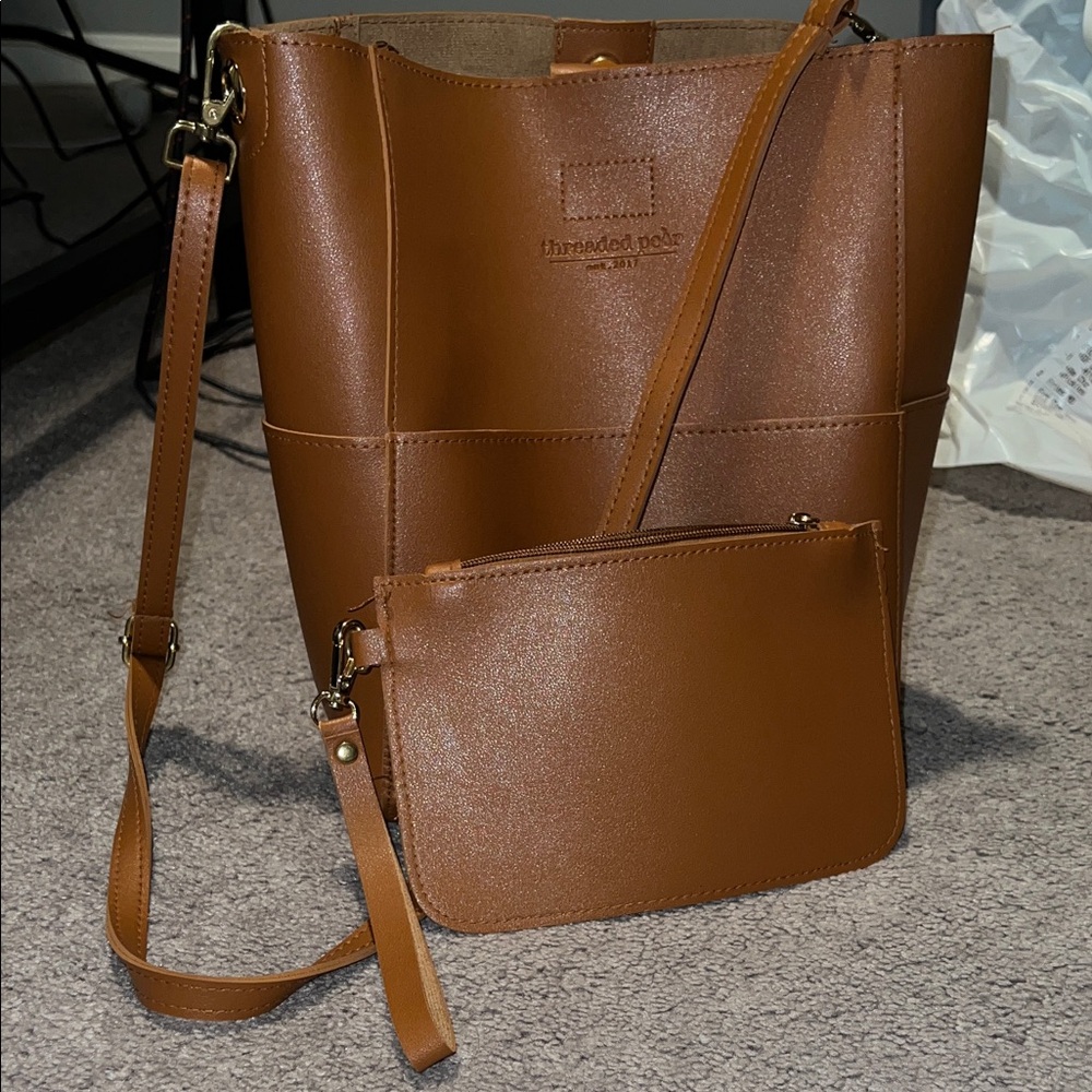 Elegant Tan Women's Shoulder Bag Set